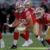 San Francisco 49ers offensive lineman Colton McKivitz (68) blocks during an  NFL preseason football game against the Green Bay Packers, Friday, Aug. 12,  2022, in Santa Clara, Calif. (AP Photo/Scot Tucker Stock