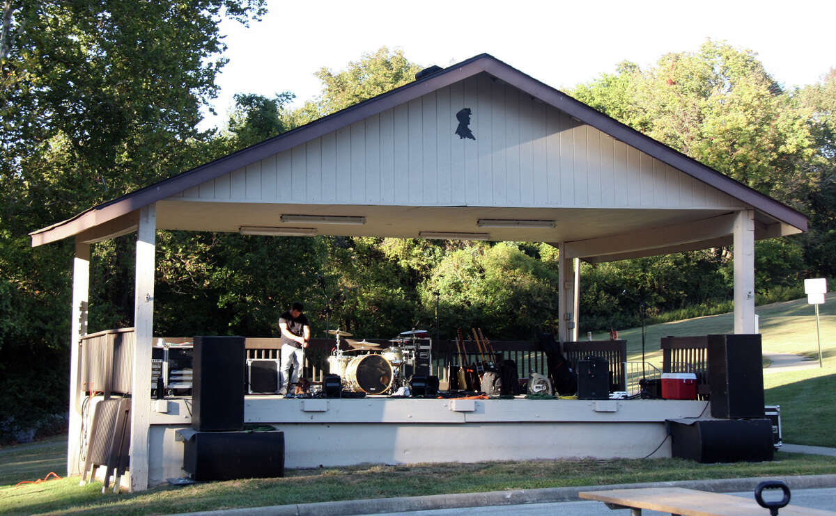 The bandstand in Miner Park Saturday before the Big Rigs took the stage at 7 that night. 