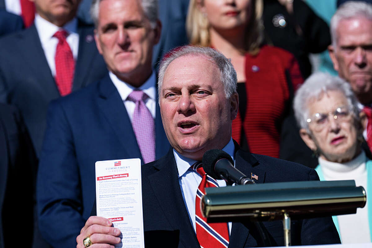 House Minority Whip Steve Scalise, R-Louisiana, speaks during a a news conference on the House steps of the U.S. Capitol on the House Republicans Commitment to America.