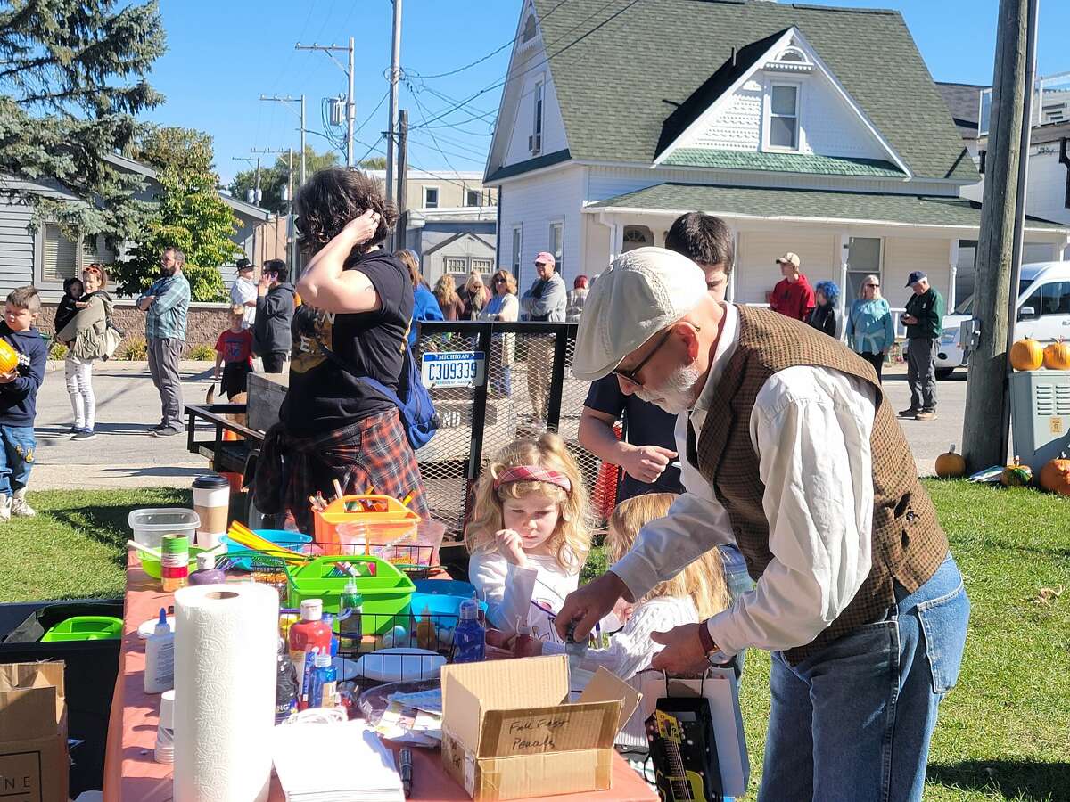 Pumpkin crafts were one of the many activities available throughout the day at Beulah's weekend of Benzie County Fall Festival. 