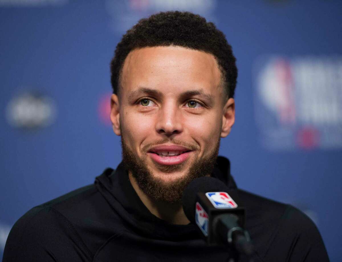 In this May 29, 2019 file photo, Golden State Warriors guard Stephen Curry speaks to the media before practice for the NBA Finals against the Raptors in Toronto.(Nathan Denette/The Canadian Press via AP, File)