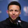 In this May 29, 2019 file photo, Golden State Warriors guard Stephen Curry speaks to the media before practice for the NBA Finals against the Raptors in Toronto.(Nathan Denette/The Canadian Press via AP, File)