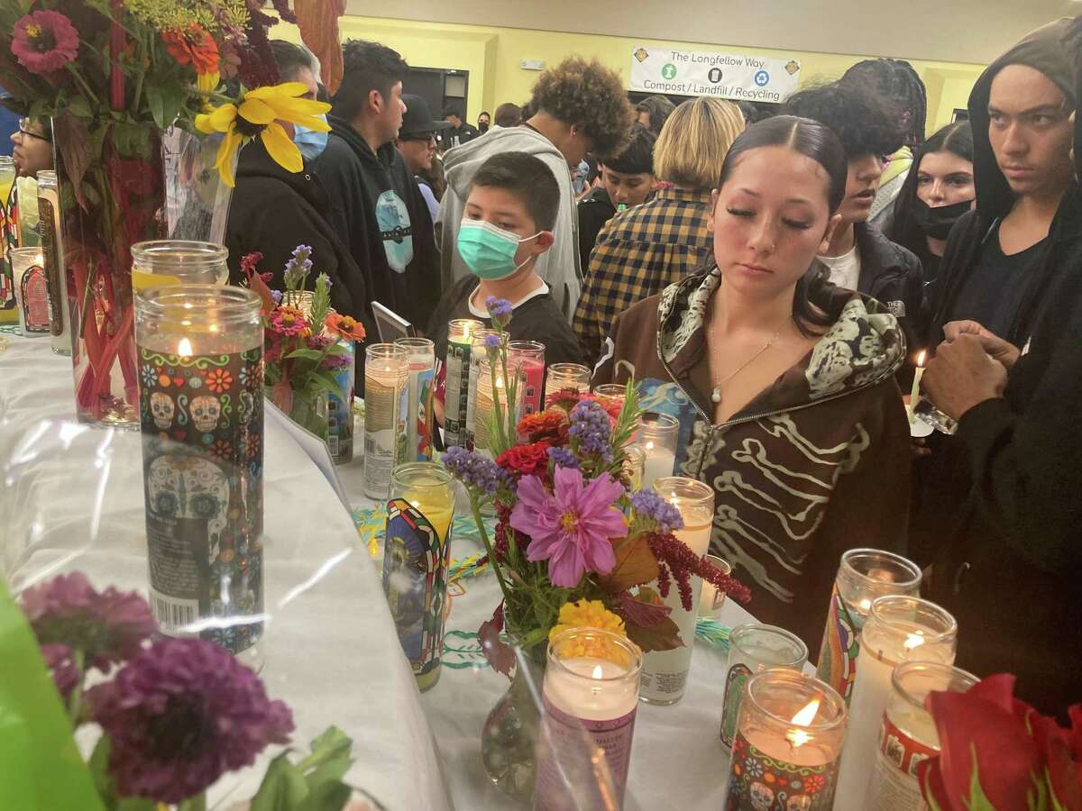 A vigil was held for Angel Soleto, 15, and Jazy Soleto, 17, at Longfellow Middle School in Berkeley on Monday.