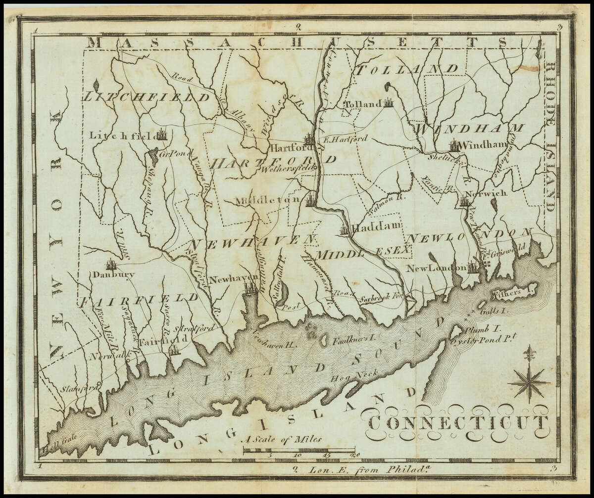 This is one of the earliest maps of Connecticut and was first published in the first American gazetteer.