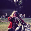 This file photo shows Janis Joplin on motorcycle in Columbus, Ohio in June 1970.
