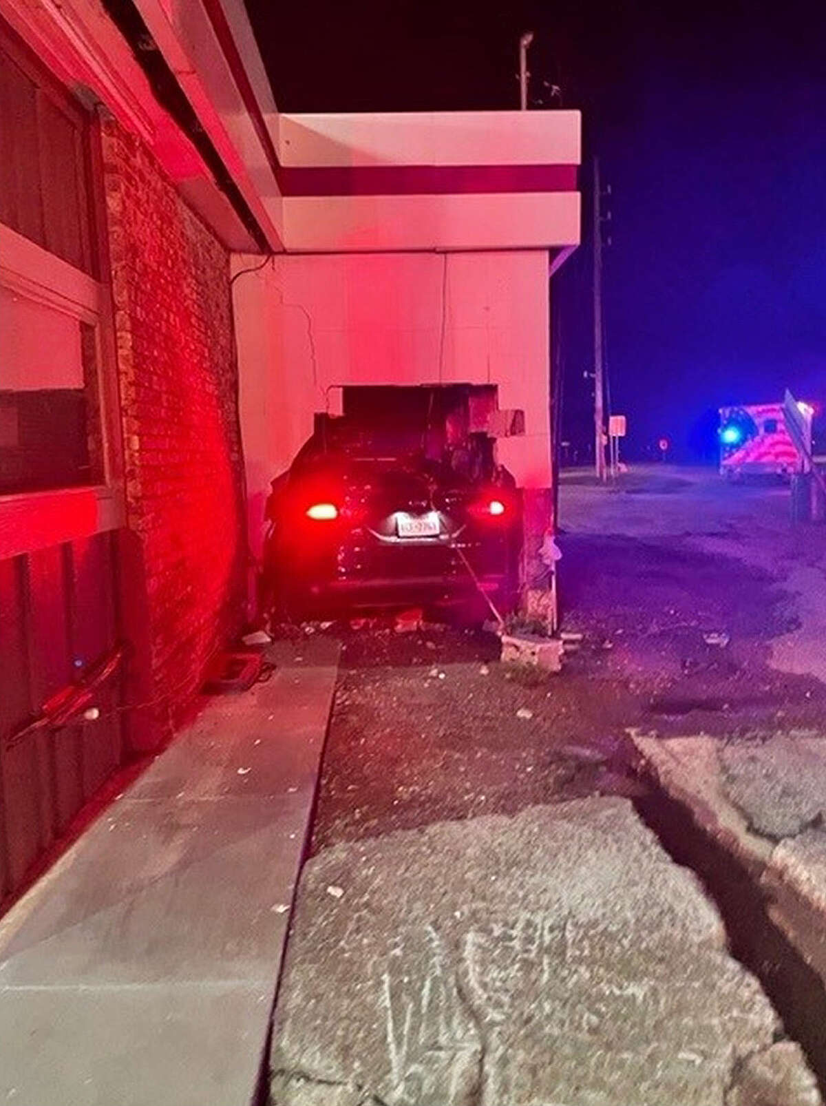 In an accident a few weeks earlier, a vehicle jumped the curb and flew into the back end of Talbott's station on FM 2100 in Crosby. The damage to the inside of the repair shop was extensive including destroying tool boxes and more.