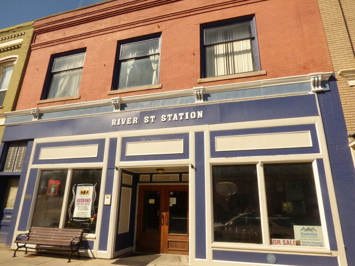 The River Street Station building is one of several locations currently on sale in Manistee's historic downtown. 