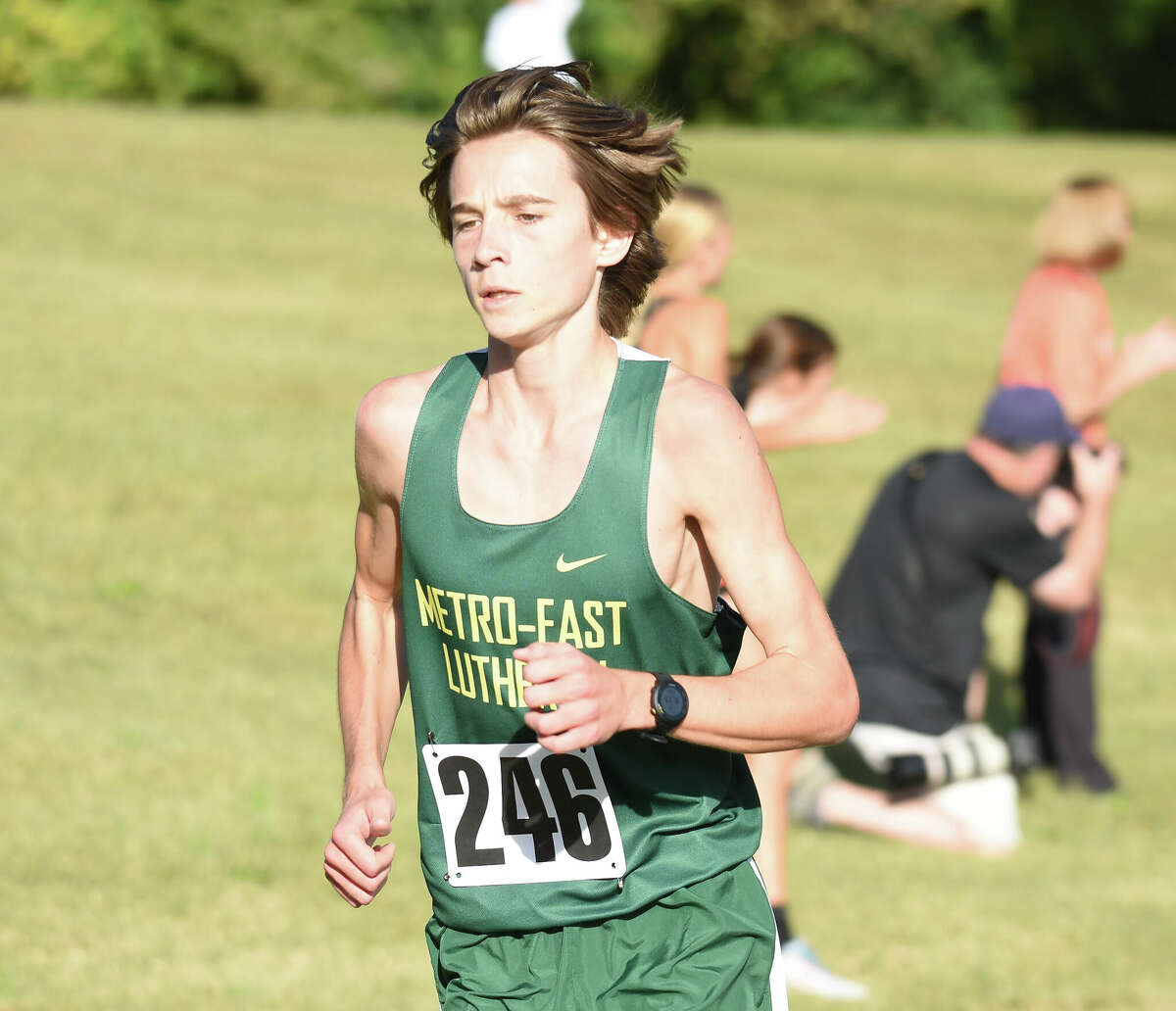 Metro-East Lutheran's Max Weber competes during the Madison County cross country meet on Tuesday at Collinsville High School in Collinsville.