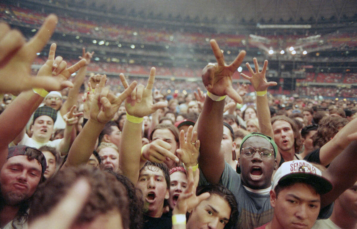 Fans at the Astrodome for the Metallica/Guns N' Roses concert, Sept. 4, 1992.