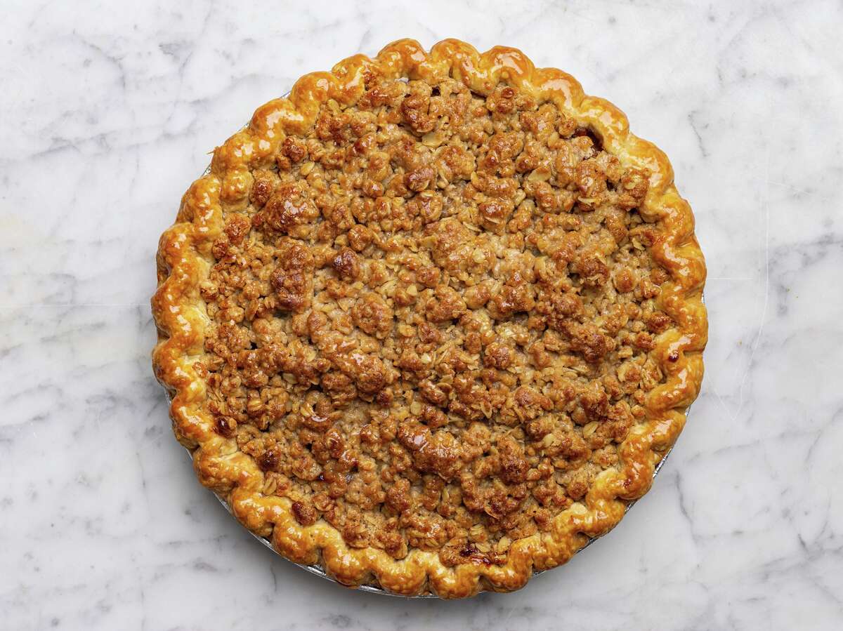 The signature Dutch crumb apple pie from Apple Pie Bakery Cafe, located on the Hyde Park campus of The Culinary Institute of America.