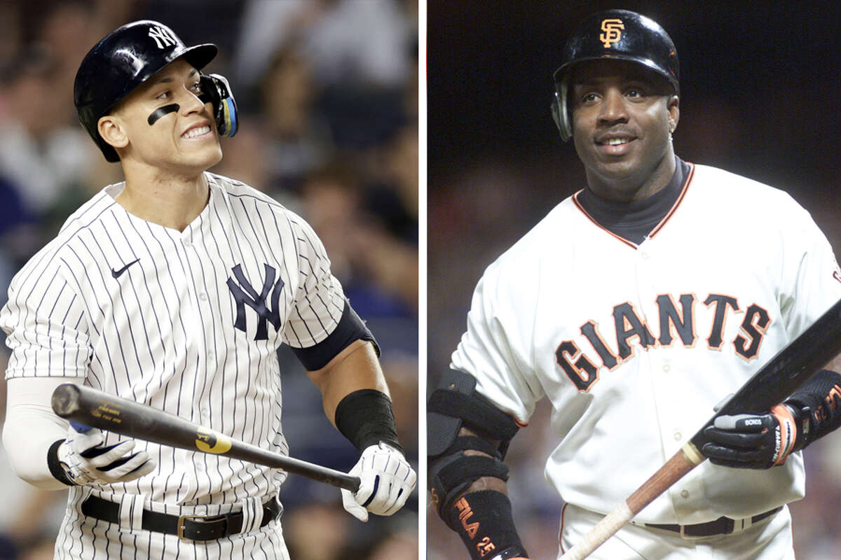 Astros manager Dusty Baker, who managed Barry Bonds (right) during his record-setting 2001 season of 73 homers, expressed admiration for Aaron Judge's AL record but wasn't about to debate who was baseball's home run king.