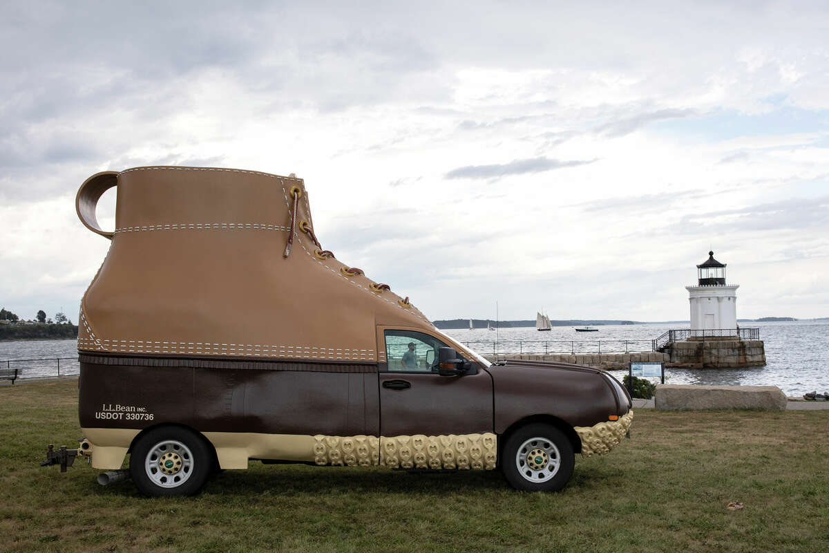 SOUTH PORTLAND, ME - AUGUST 22: The L.L. Bean Bootmobile parked at Bug Light Park on Saturday, August 22, 2020. (Staff photo by Brianna Soukup/Portland Press Herald via Getty Images)