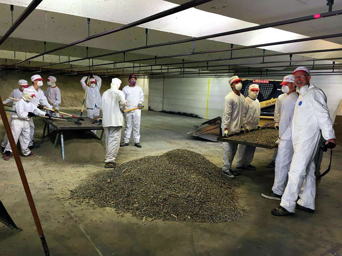 Troops from Jerod Johnson's boy scouts troop 232 use a sift in 2017 to separate our lead fragments embedded in sand. A sand berm placed behind targets at the Grass Valley range absorbs bullets. This photo was posted to The Range’s Facebook page and provided in a report by California Department of Public Health.