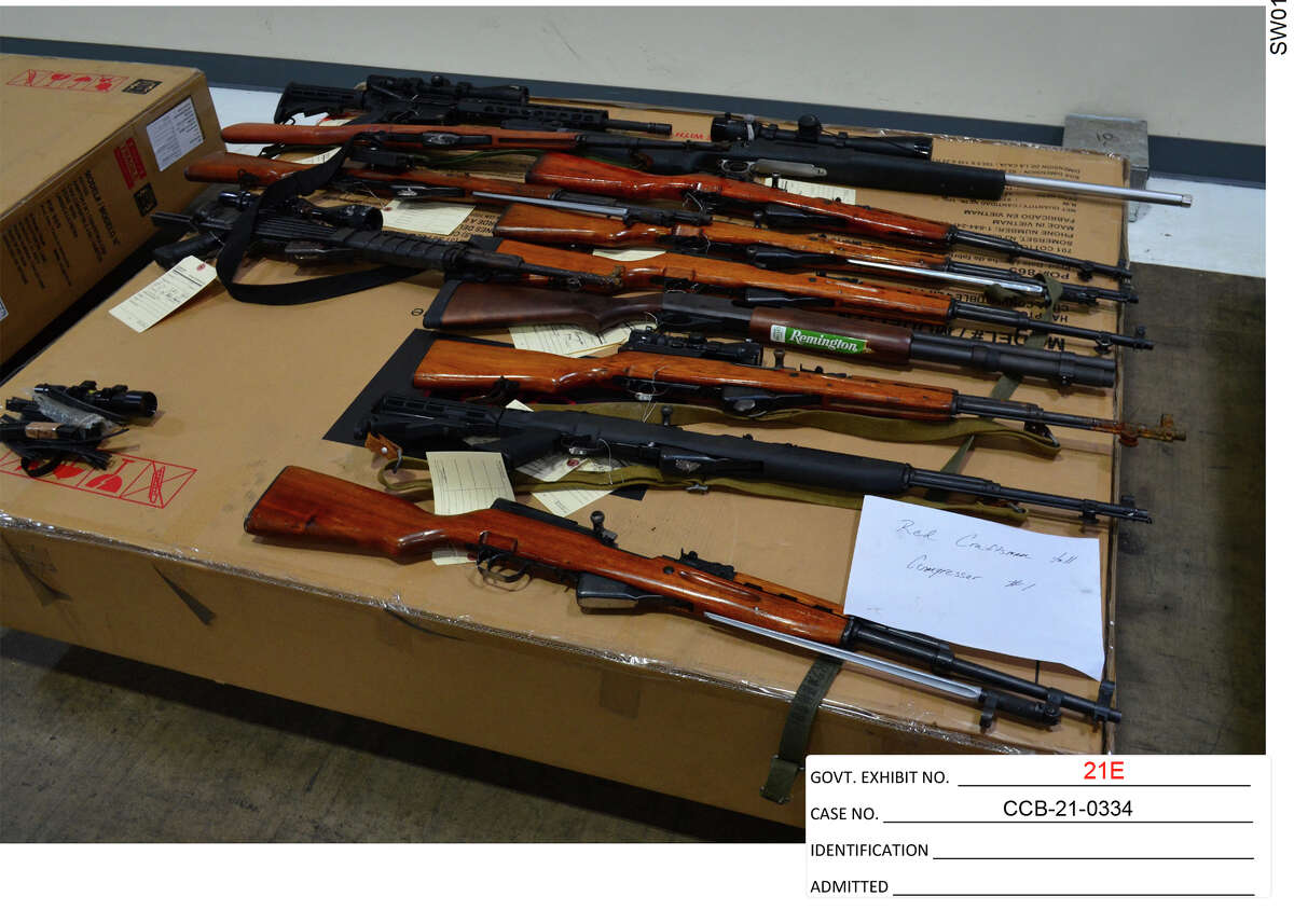 Firearms recovered from a container sent by Tamufor St. Michael to Nigeria from the Port of Baltimore.