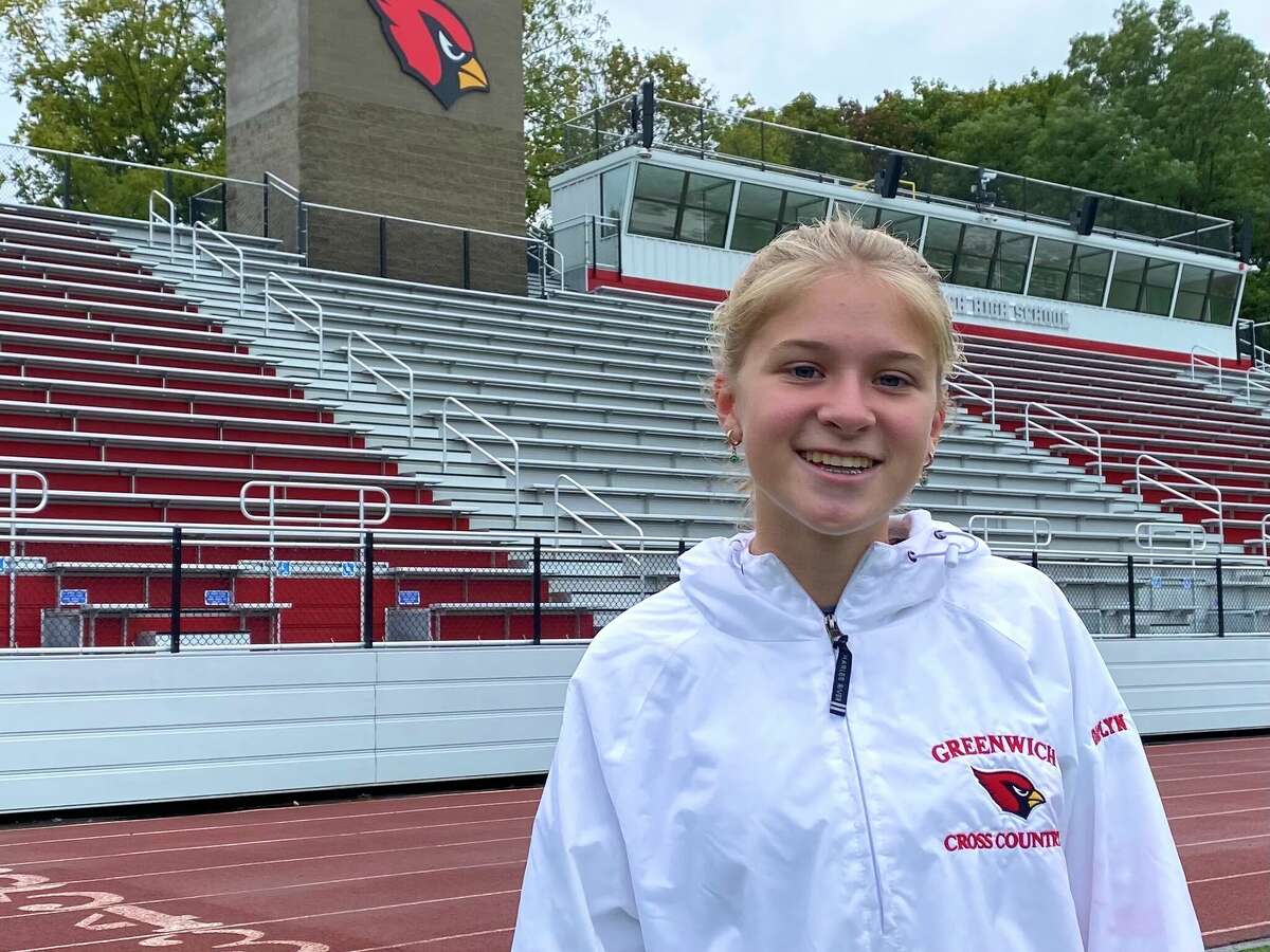 Esme Daplyn of Greenwich cross country in Cardinal Stadium Oct. 4, 2022.