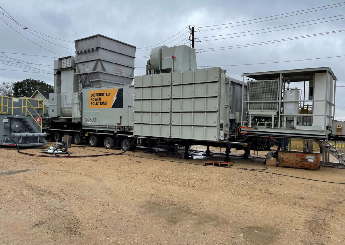 A mobile power generation unit leased by CenterPoint. CenterPoint has leased 500 megawatts of mobile generation, which will cost ratepayers about $200 million for the first year if the Public Utility Commission allows the rate hike. Critics argue CenterPoint rushed the contracting process and paid for more generation than it needed.