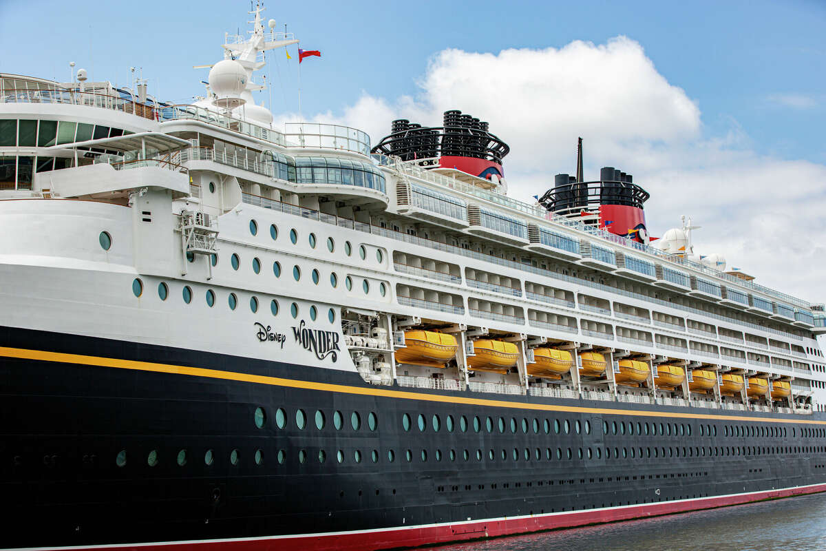 Disney Cruise Line's ship, Wonder, is shown. It's one of the lines smaller vessels but can still carry more than 2,700 passengers at full occupancy. It is currently the ship being used for Disney's Alaska cruises.