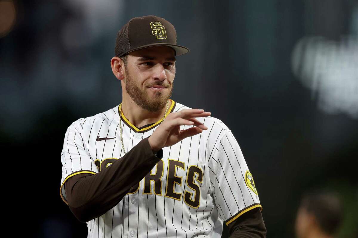 Joe Musgrove of the San Diego Padres looks on prior to a game against the San Francisco Giants at PETCO Park on October 03, 2022, in San Diego, California.