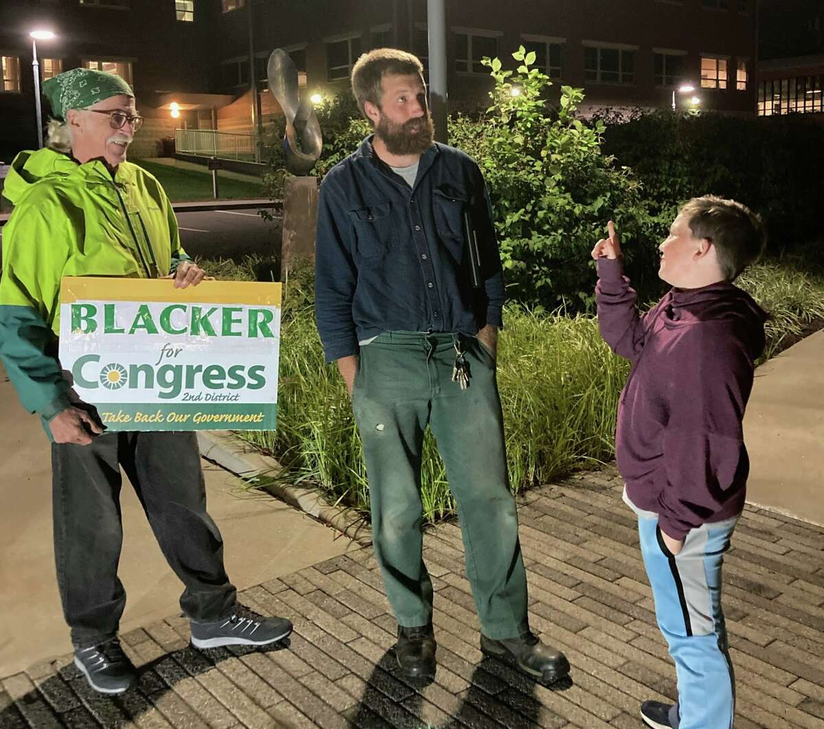 Kevin Blacker, center, is running against Joe Courtney for Connecticut' 2nd Congressional District. 