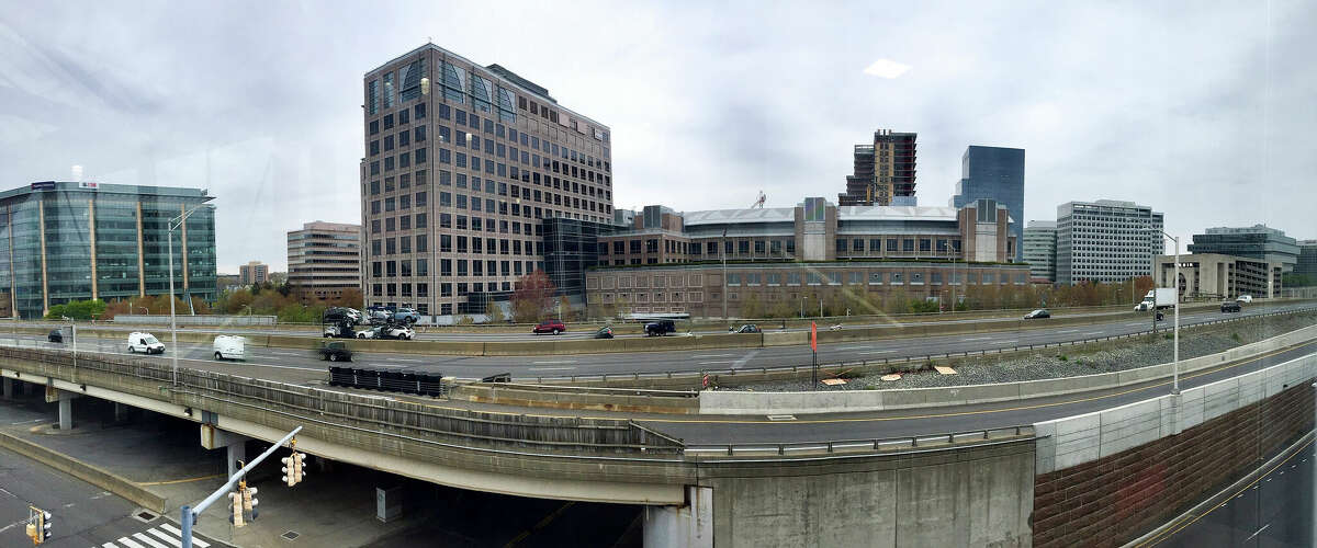 A view of Stamford, Connecticut city skyline, captured on April 29, 2020 from the Stamford train station.