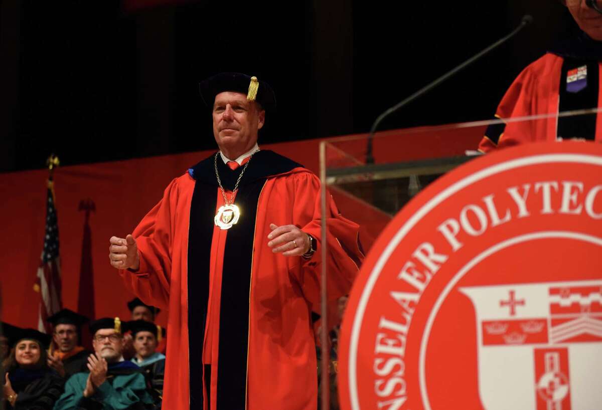 Martin Schmidt is inaugurated as the 19th President of Rensselaer Polytechnic Institute during a ceremony on Thursday, Oct. 6, 2022, at EMPAC on the RPI campus in Troy, N.Y.
