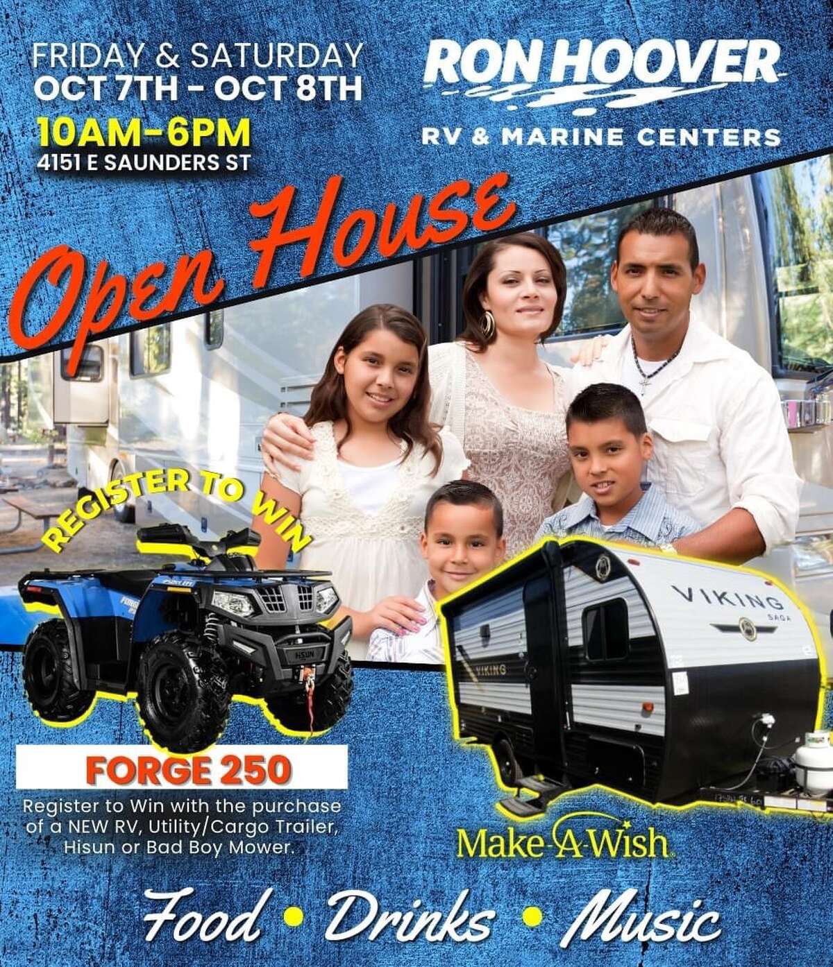 Flyer for the RV company event and Make-A-Wish ceremony. 
