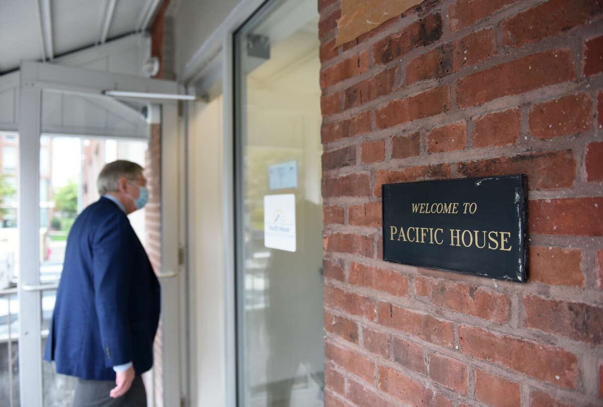 Photos from the ribbon cutting and tour of the newly-renovated Pacific House building in Stamford, Conn. Monday, Sept. 29, 2020. The men's emergency shelter held a ribbon cutting Tuesday for its facility that is finishing up a complete interior renovation.