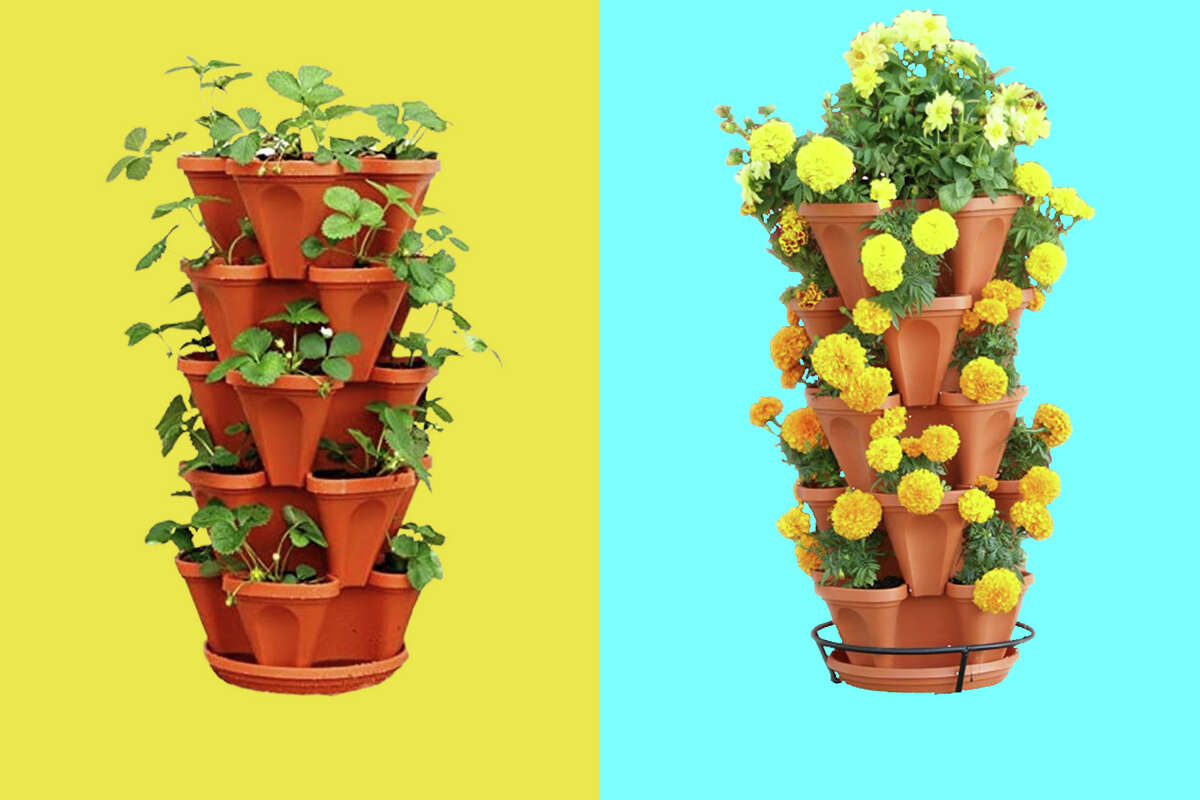 These tiered planter pots are ideal for strawberries, succulents, herbs, and more. 