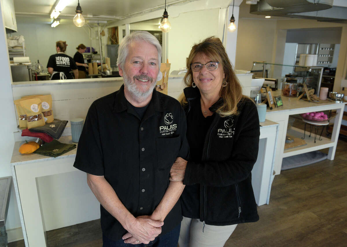 Paul Gallant and Lynn Felici-Gallant opened their pet food business, Paul's Custom Pet Food on Railroad Street in New Milford on Oct. 1.