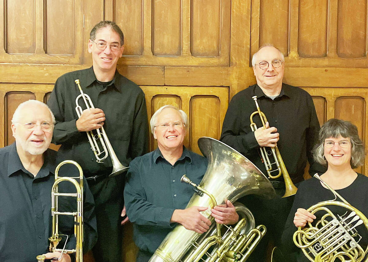 The Premier Brass Quintet will be performing in Middletown Oct. 19, courtesy of the Greater Middletown Concert Association. Shown, from left, are Sheldon Ross and Robert Venables on trumpet, Christine Mortensen on French horn, David Sporny on trombone, and Gary Sienkiewicz on tuba.