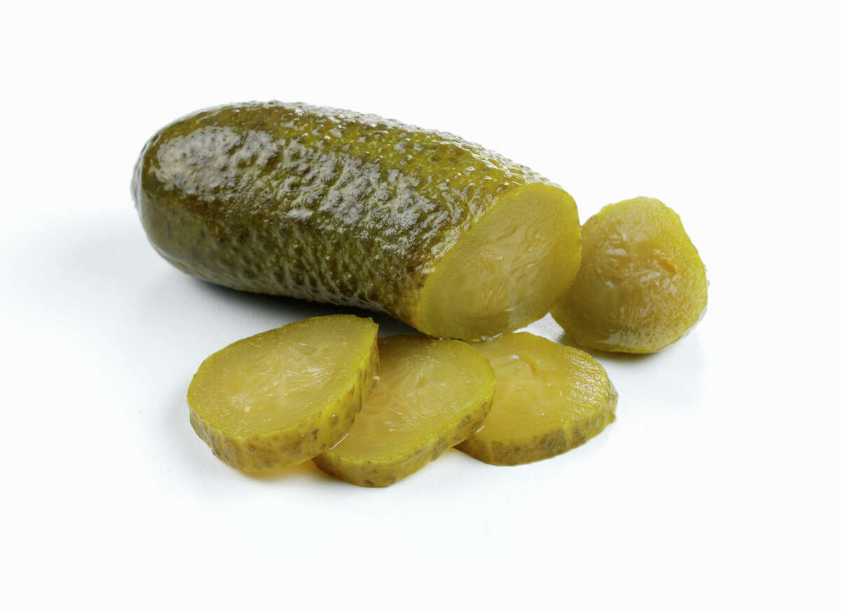 A sliced gherkin pickle.