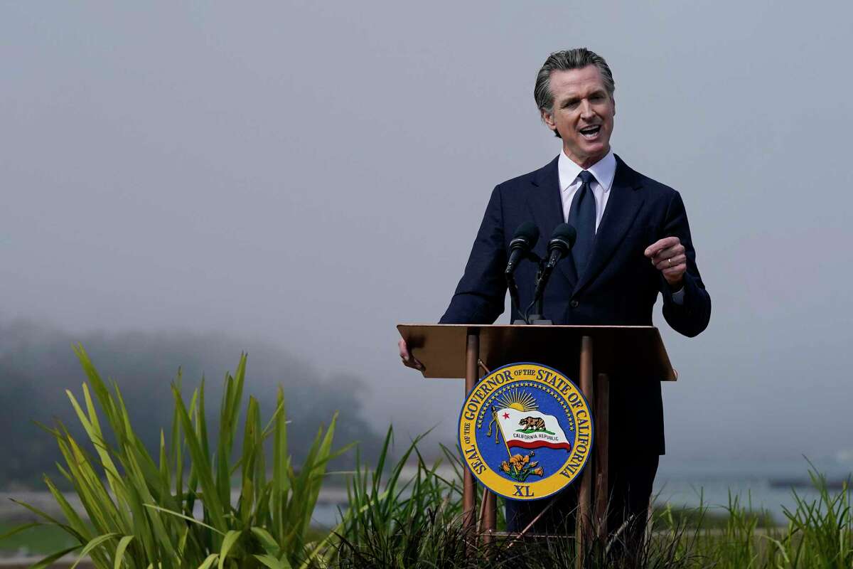 Gov. Gavin Newsom, seen at a climate event in the Presidio on Thursday, is calling a special session of the legislature about high gas prices.