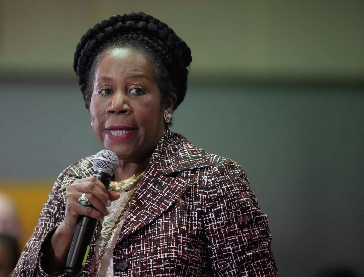 U.S. Rep. Sheila Jackson Lee speaks at Black Texans for Beto town hall Sunday, Oct. 9, 2022, at Tidwell Community Center in Houston.
