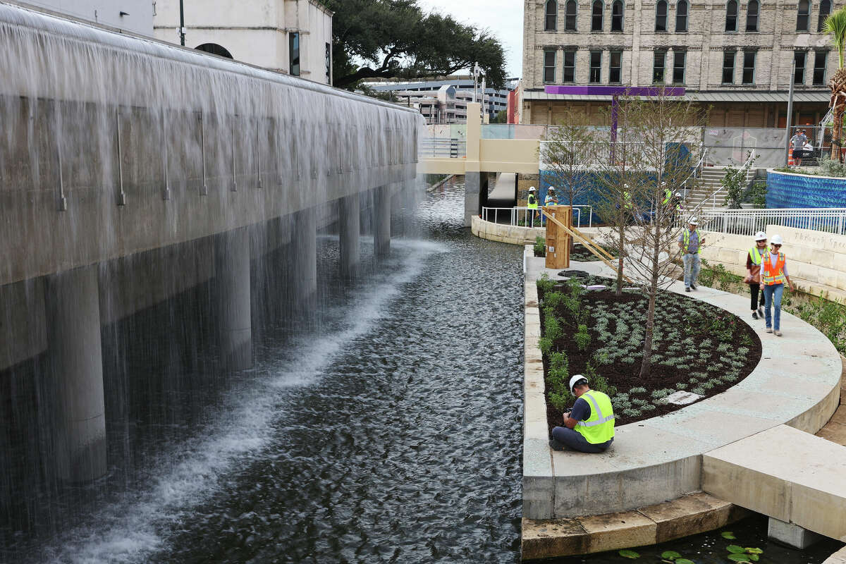 A 250-foot water wall including the public art piece "Stream" is part of the San Pedro Creek Culture Park.  
