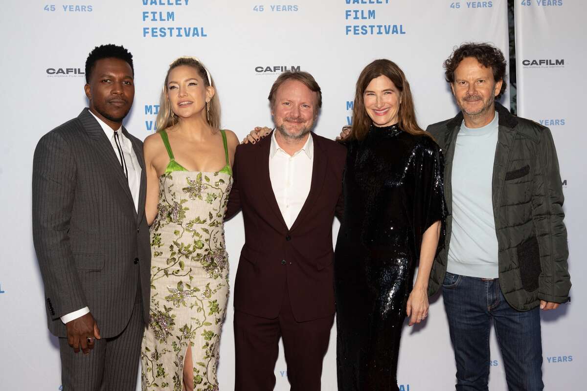 Leslie Odom Jr., Kate Hudson, Rian Johnson, Kathryn Hahn and Ram Bergman arrive at the Mill Valley Film Festival screening "Glass Onion: A Knives Out Mystery."