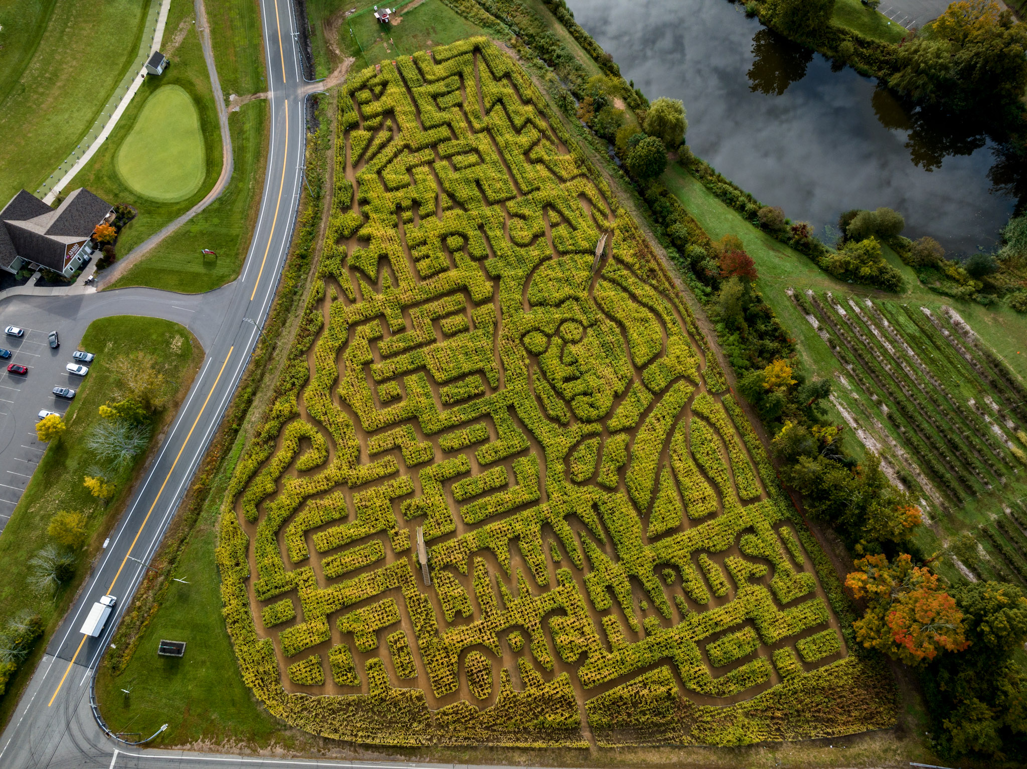 CT corn maze: Making a Ben Franklin maze at Lyman Orchards