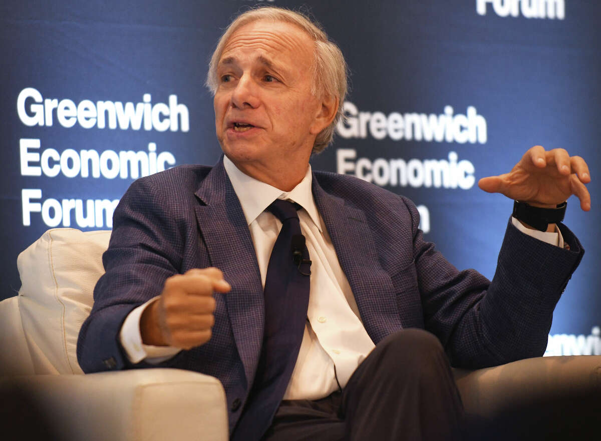 Bridgewater Associates founder Ray Dalio speaks at the Greenwich Economic Forum at the Delamar hotel in Greenwich, Conn., on Oct. 11, 2022. In 2022, Dalio completed handing over control of Bridgewater, which he founded in 1975. 