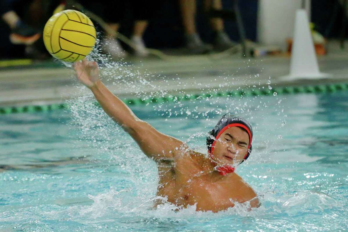 Memorial’s Preston Pham attempts a shot against Cy-Springs during their Region II-Conference 6A Bi-District State waterpolo playoff match, held at the Spring Branch ISD Natatorium Tuesday, Oct. 11, 2022 in Houston, TX.