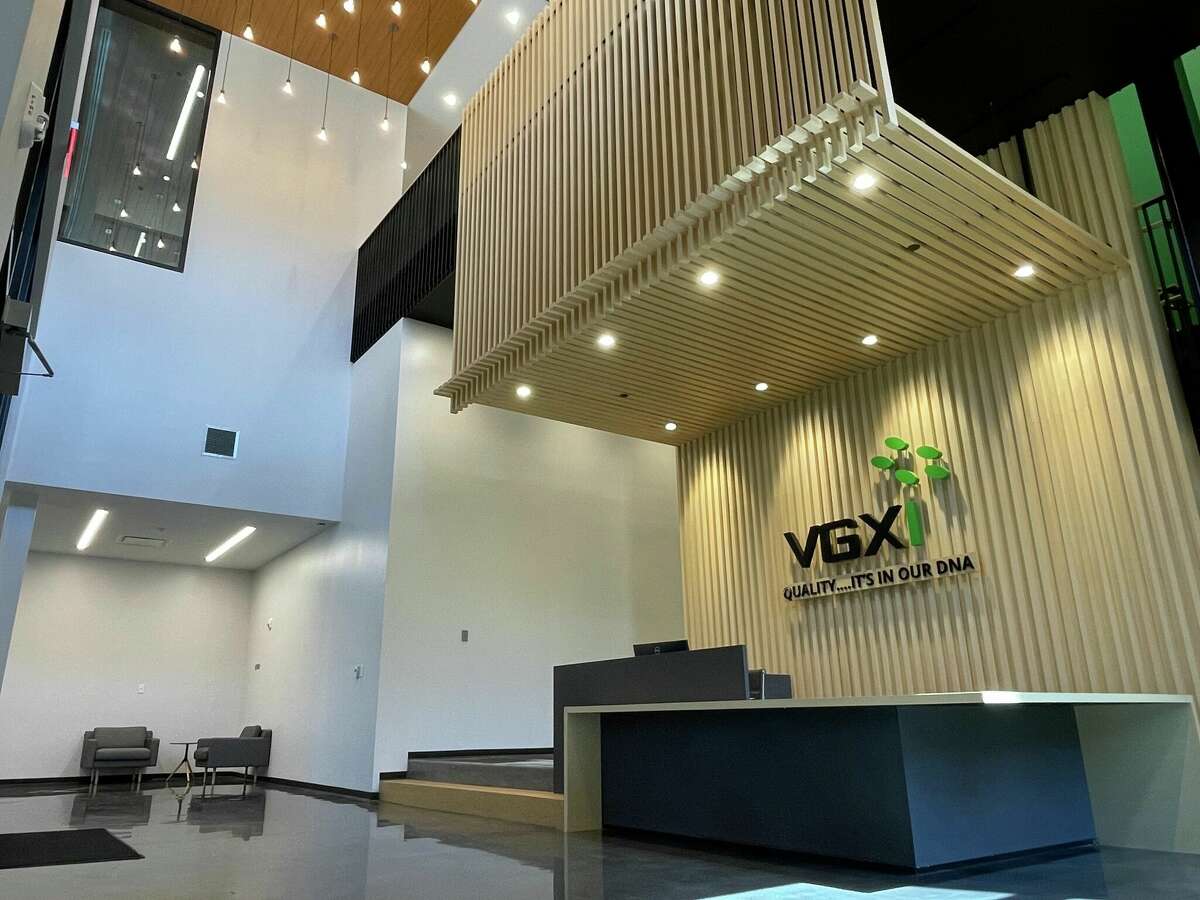 On Friday, VGXI hosted a grand opening for its new Conroe manufacturing plant at Deison Technology Park. The lobby of the new VGXI building in Conroe. 