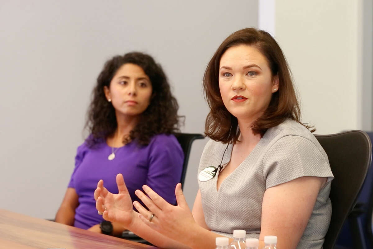 Story photo for Lina Hidalgo and Alexandra Mealer debate Harris County budget, crime and policy in first sitdown