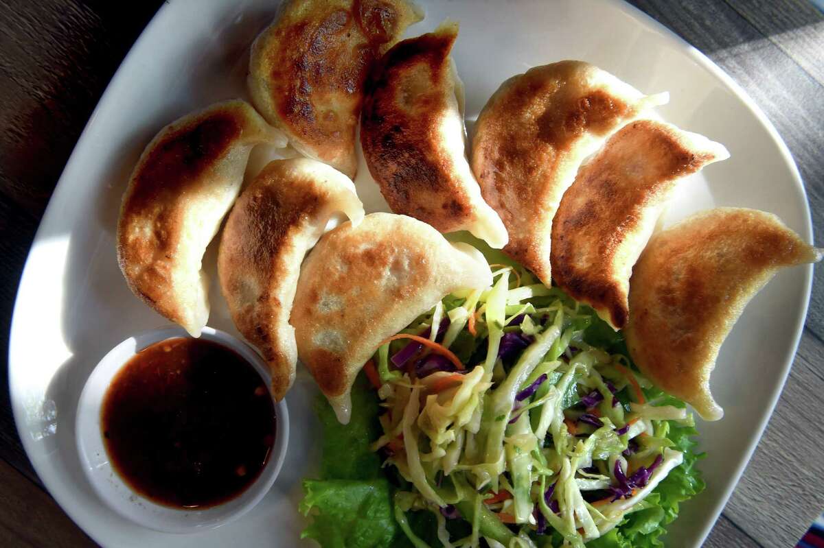 Sha Momo, beef dumplings, photographed at the Tibetan Kitchen on Chapel Street in New Haven on October 12, 2022.