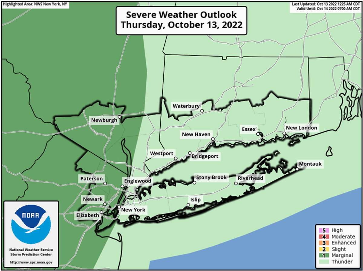 A storm is expected to bring heavy rain and wind to Connecticut Thursday, according to the National Weather Service.