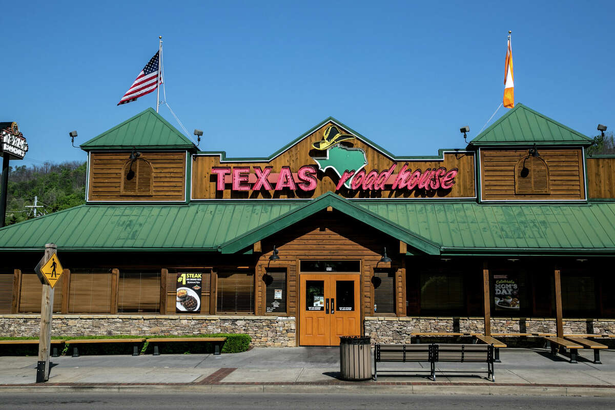 The entrance to a Texas Roadhouse restaurant on May 11, 2018 in Gatlinburg, Tennessee. 