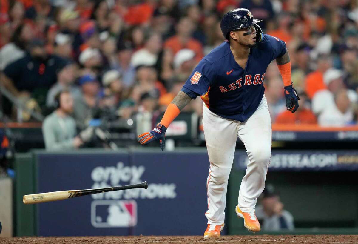 August 10, 2018: Houston Astros catcher Martin Maldonado (15) during a  Major League Baseball game between the Houston Astros and the Seattle  Mariners on 1970s night at Minute Maid Park in Houston