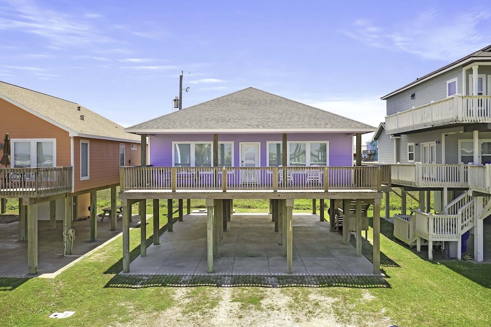 The Purple Pelican Vrbo rental offers a vibrant source of relaxation in Surfside Beach