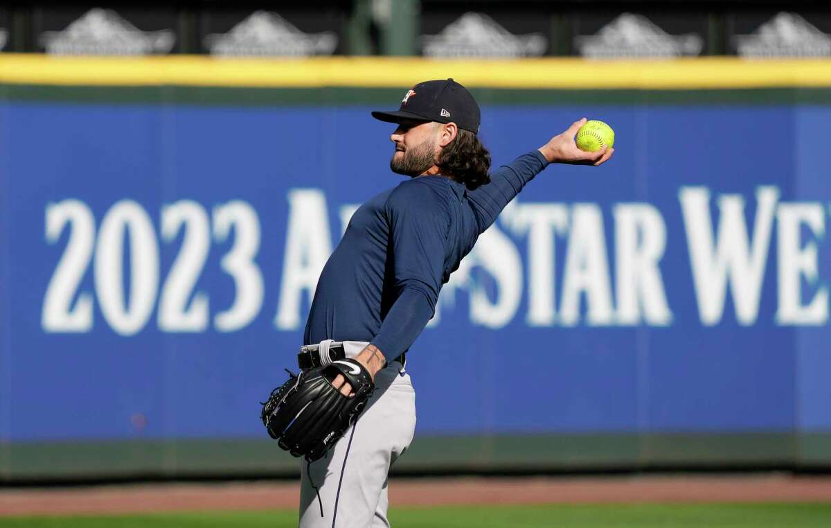 Houston Astros starting pitcher Lance McCullers Jr. reacts after