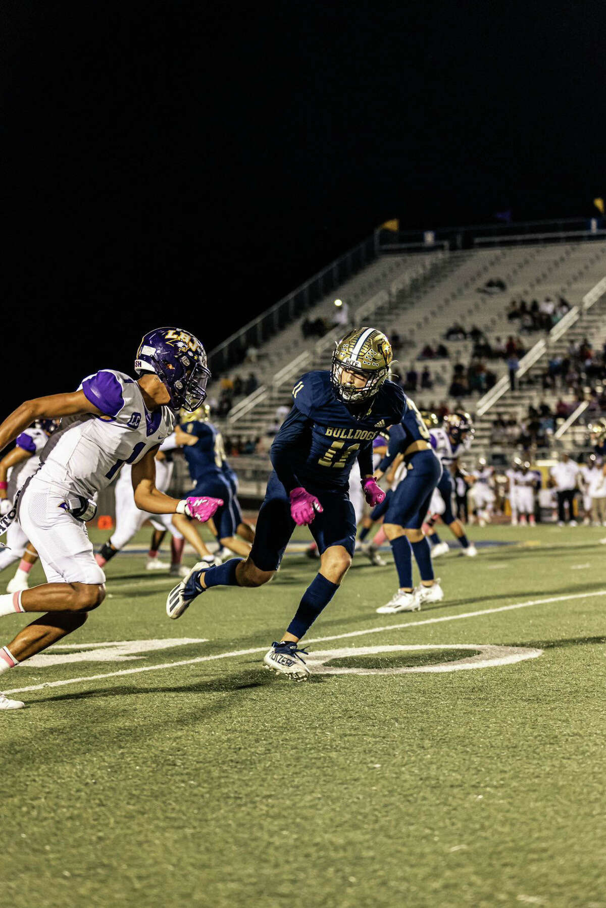 Sophomore Mateo Canamar had two interceptions, one he took back for six, against the LBJ Wolves on Friday, Oct. 14, 2022. 