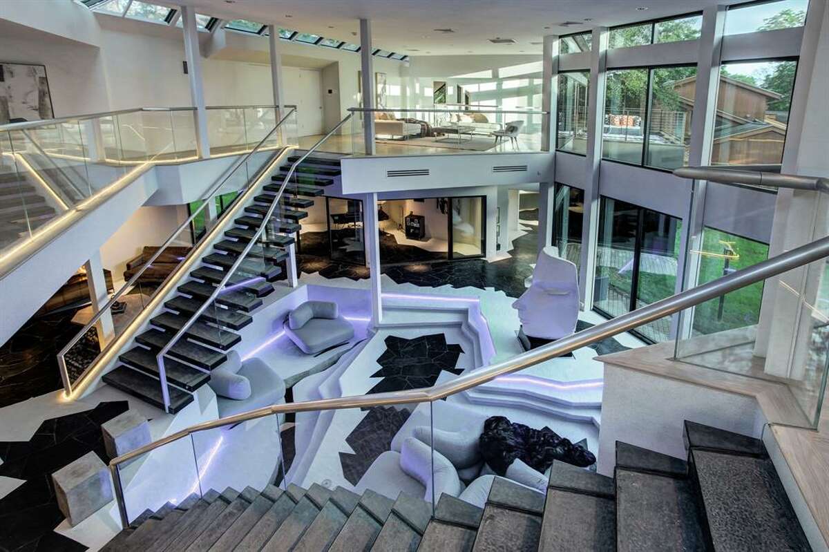 Double stairs lead upstairs
