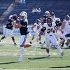 Yale wide receiver David Pantelis catches a pass against Bucknell at Yale Bowl on Saturday, Oct. 15, 2022.