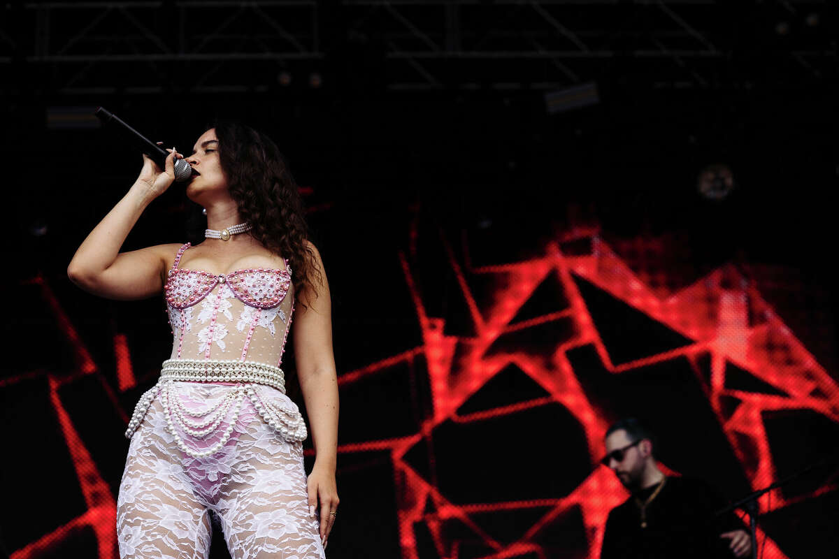 Sabrina Claudio performing on the Barton Springs stage during weekend two of the Austin City Limits Music Festival on Saturday, October 15.